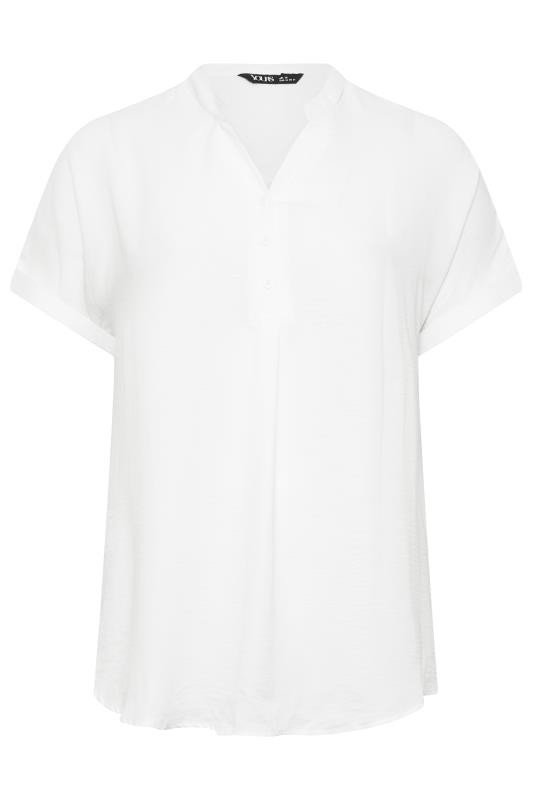YOURS Plus Size White Half Placket Short Sleeve Blouse | Yours Clothing 6