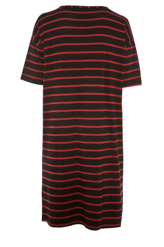 Curve Black & Red Striped Oversized T-Shirt Dress_BK.jpg