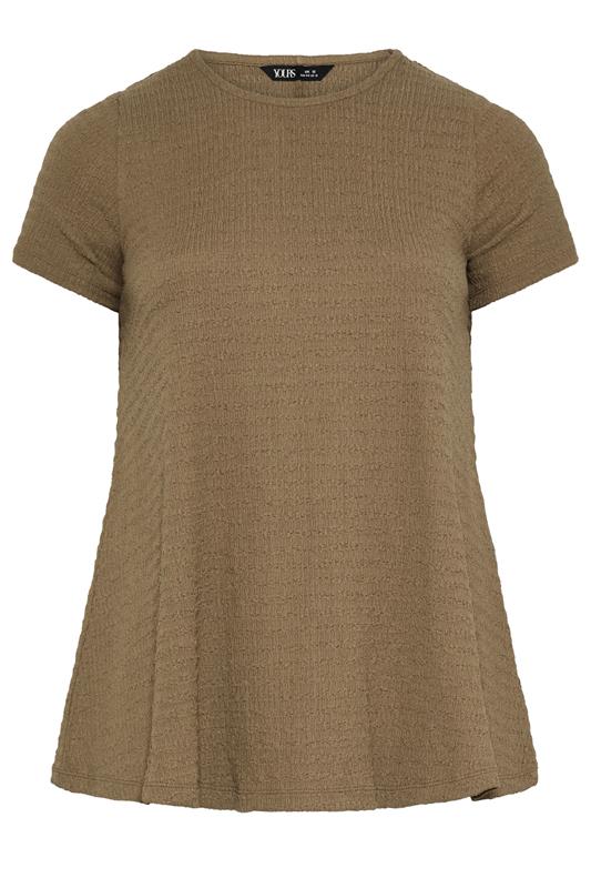 YOURS Plus Size Brown Textured Swing Top | Yours Clothing 5