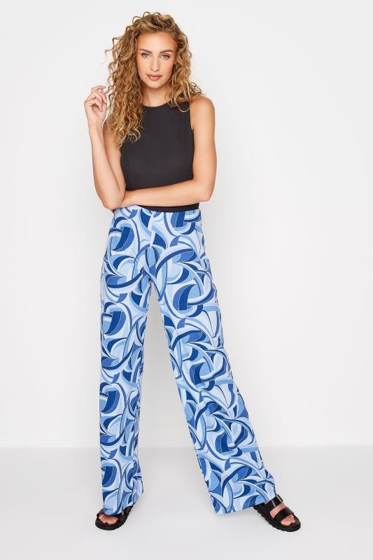 LTS Tall Women's Blue Swirl Print Wide Leg Trousers | Long Tall Sally 2
