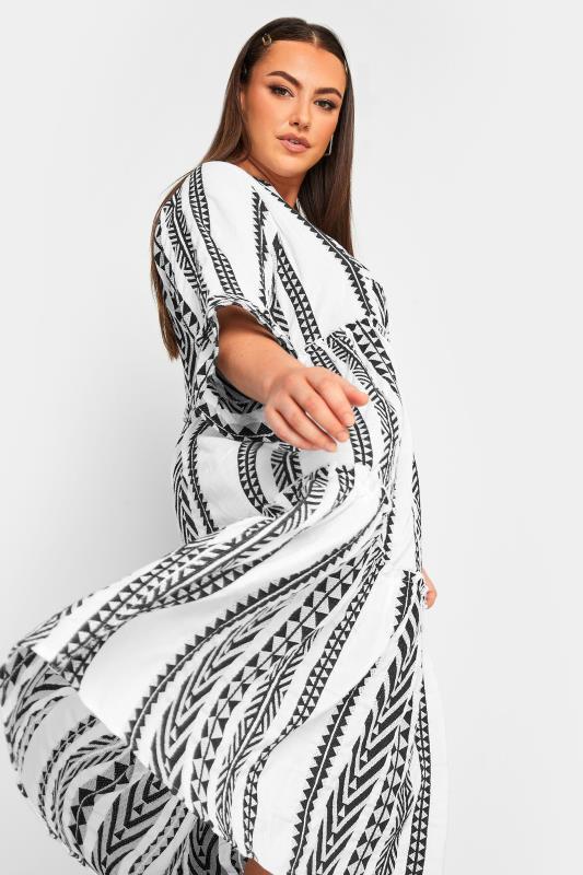 LIMITED COLLECTION Plus Size White Aztec Print Smock Midi Dress | Yours Clothing 4
