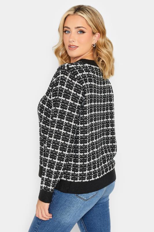 YOURS PETITE Plus Size Black Check Boucle Jumper | Yours Clothing 3