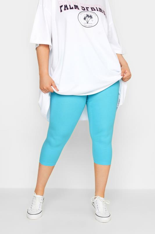 YOURS Plus Size Light Blue Cropped Leggings | Yours Clothing 1