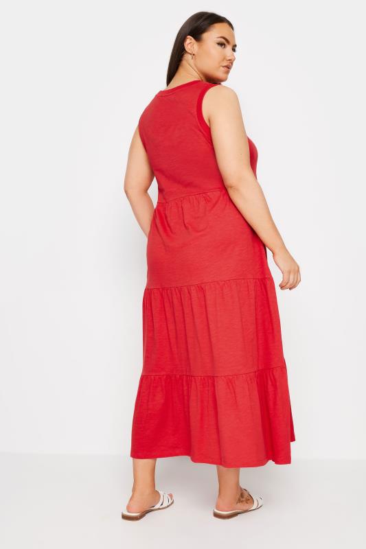 YOURS Plus Size Red Tiered Midaxi Dress | Yours Clothing 3