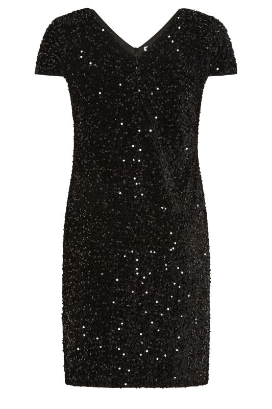 YOURS LONDON Plus Size Black Sequin Embellished Velvet Shift Dress | Yours Clothing 6