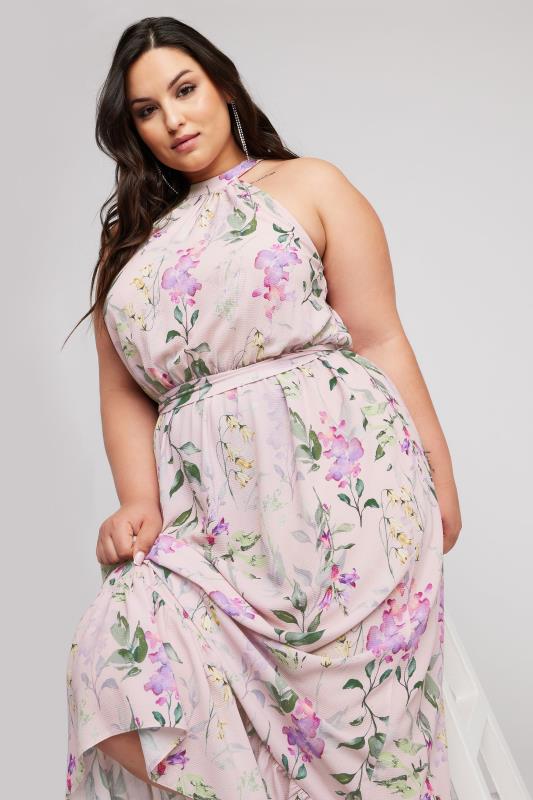 YOURS LONDON Plus Size Pink Floral Print Maxi Dress | Yours Clothing 4