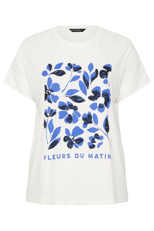 EVANS Plus Size White Floral Print Graphic T-Shirt | Evans 6