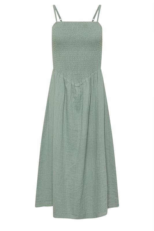 PixieGirl Petite Women's Sage Green Cotton Cheesecloth Midi Dress | PixieGirl 5