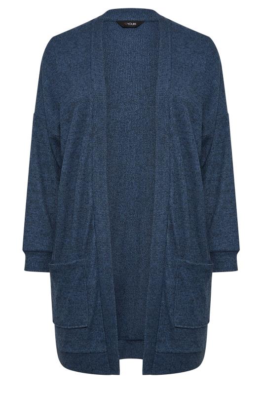 Plus Size Blue Ribbed Soft Touch Pocket Cardigan | Yours Clothing 6