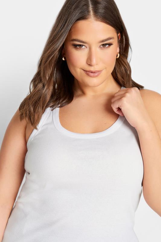 YOURS Plus Size White Ribbed Racer Back Vest Top | Yours Clothing  5
