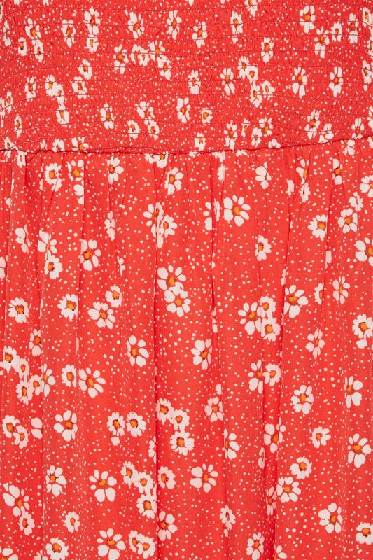 YOURS Curve Red Daisy Print Shirred Maxi Dress | Yours Clothing  5