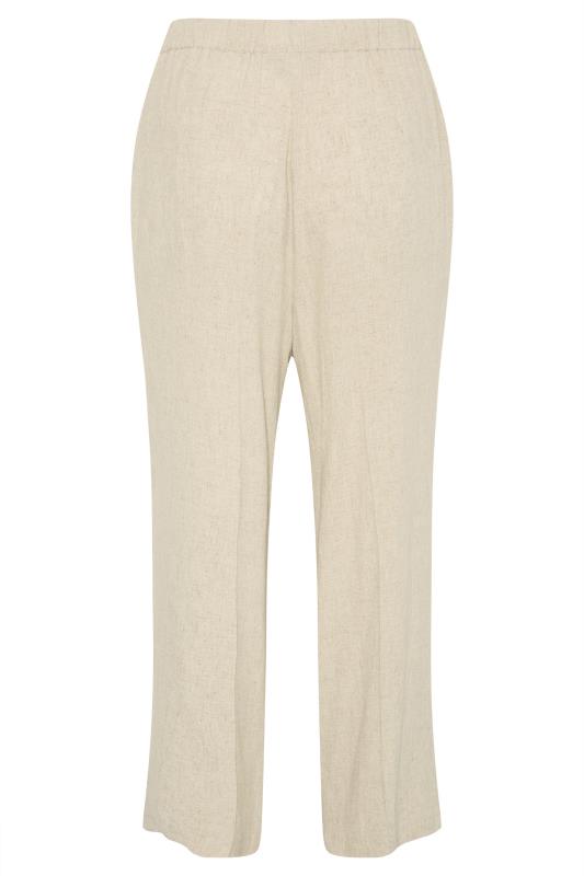 Plus Size Light Beige Brown Linen Wide Leg Trousers | Yours Clothing 6