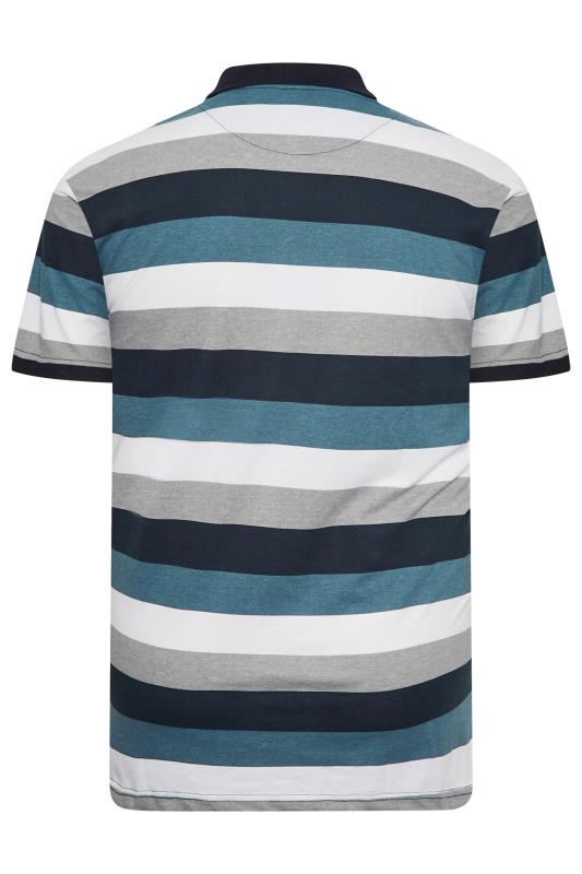 KAM Big & Tall Navy Blue Stripe Short Sleeve Polo Shirt | BadRhino  4