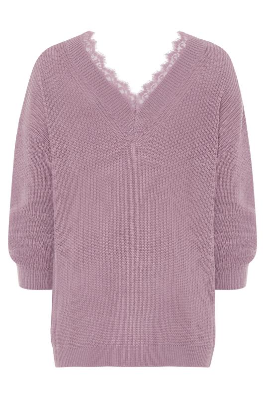 Lilac Lace Oversized Knitted Jumper 6