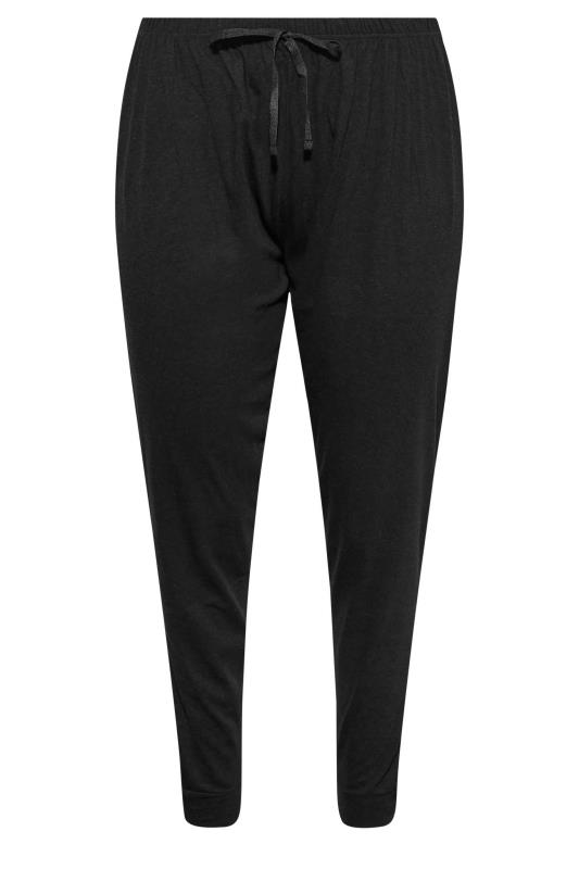 2 PACK Plus Size Black & Grey Cuffed Pyjama Bottoms | Yours Clothing 9