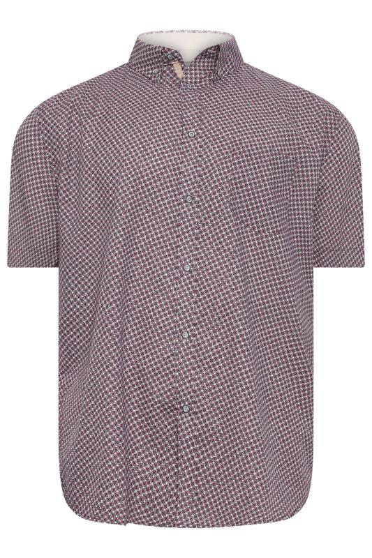  Grande Taille KAM Big & Tall Burgundy Red Geometric Print Short Sleeve Shirt