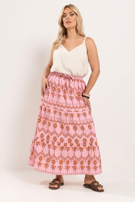  YOURS falda con estampado de palmeras