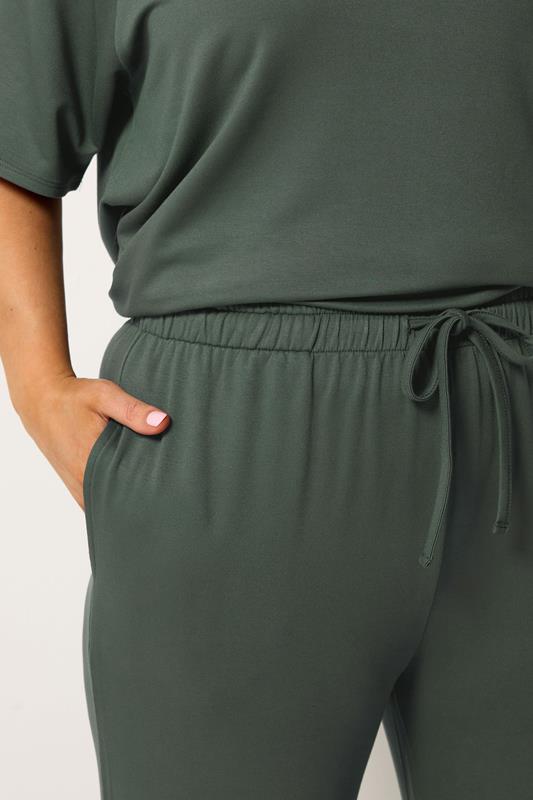 YOURS Plus Size Sage Green Soft Touch Wide Leg Joggers | Yours Clothing 4