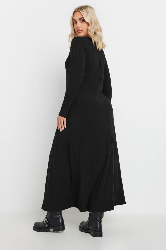 YOURS Plus Size Black Ribbed Maxi Dress | Yours Clothing 3