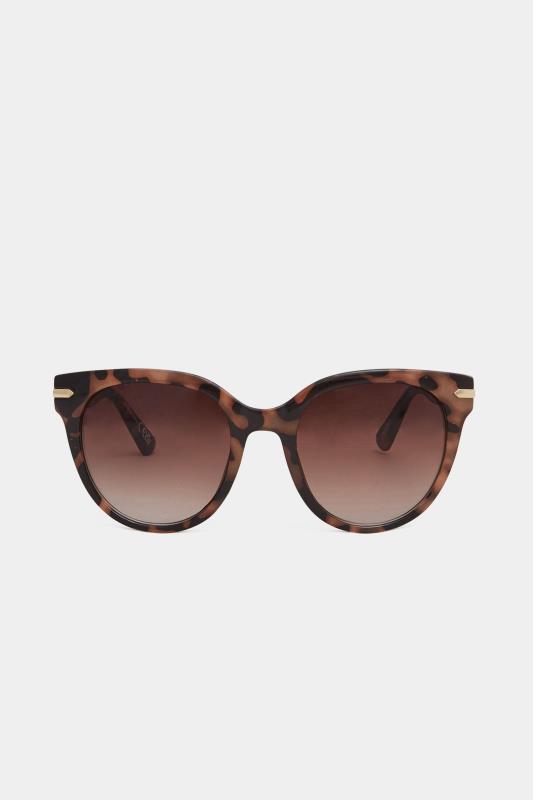 Plus Size Brown Tortoiseshell Oversized Gold Detail Sunglasses | Yours Clothing 2