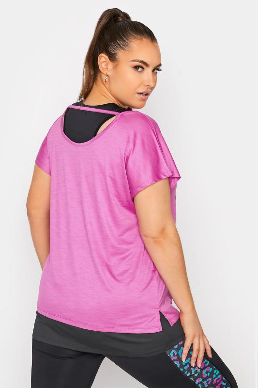 ACTIVE Pink 2 In 1 'Fit, Fierce, Fabulous' Slogan T-Shirt | Yours Clothing 3