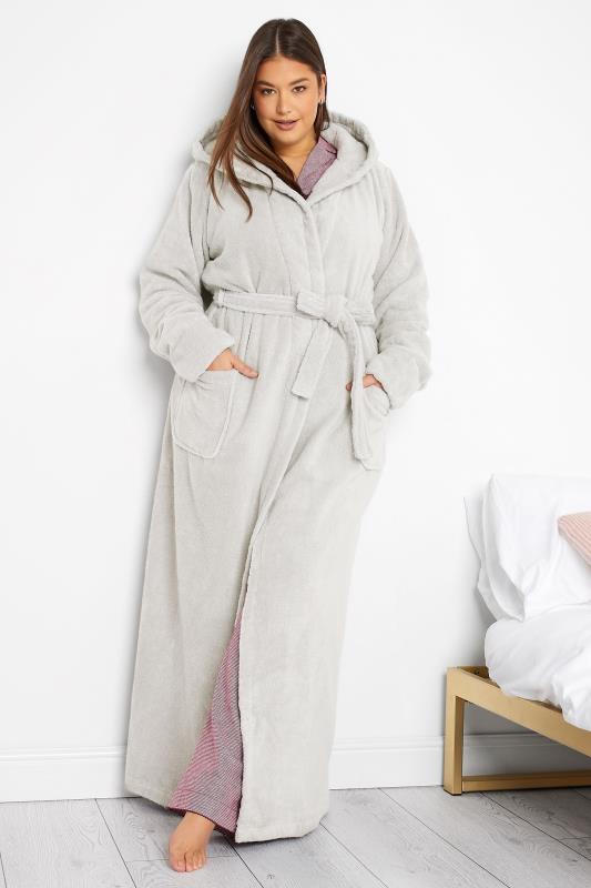 Tall  LTS Tall Grey Hooded Maxi Dressing Gown