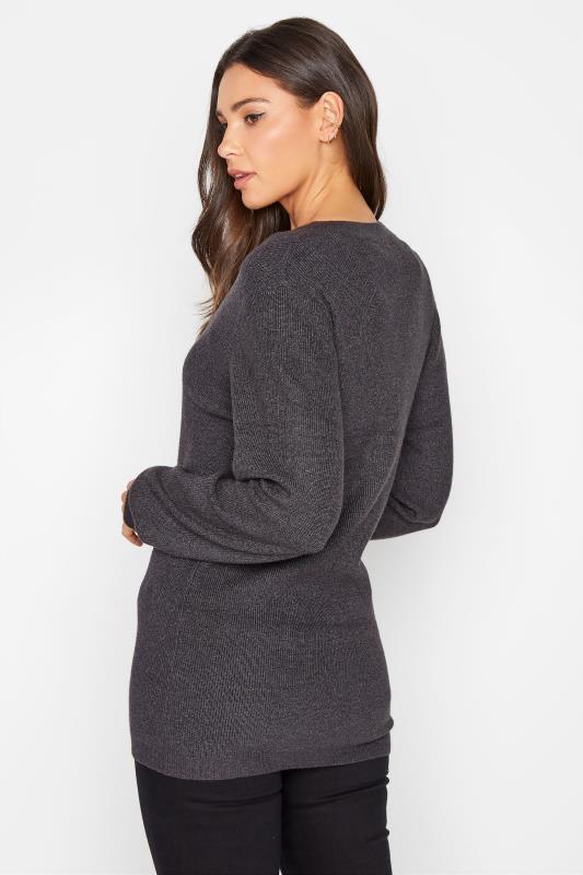 LTS Tall Charcoal Grey Knitted Cardigan 3