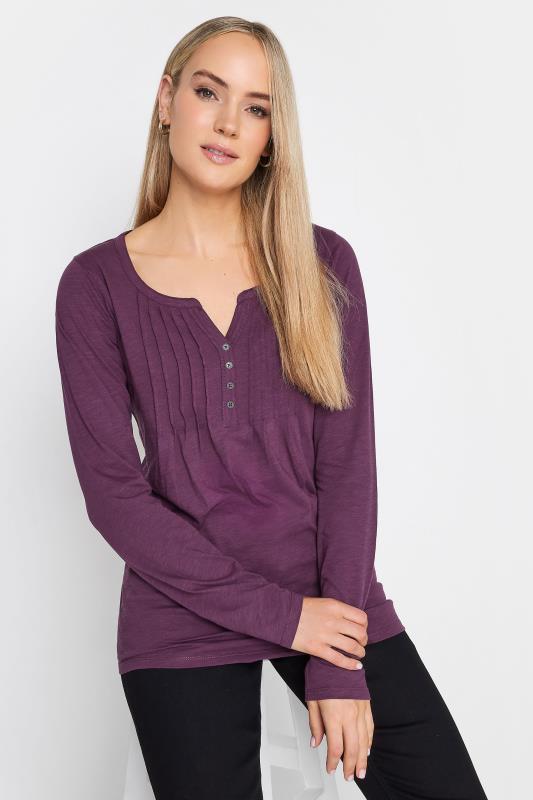 Tall  LTS Tall Berry Red Long Sleeve Henley Top