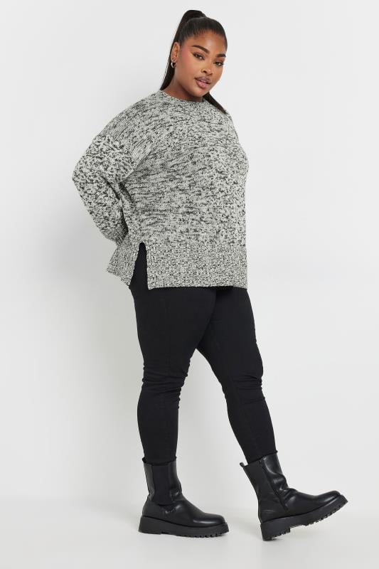 YOURS Curve Grey & Black Twist Knit Jumper | Yours Clothing 3