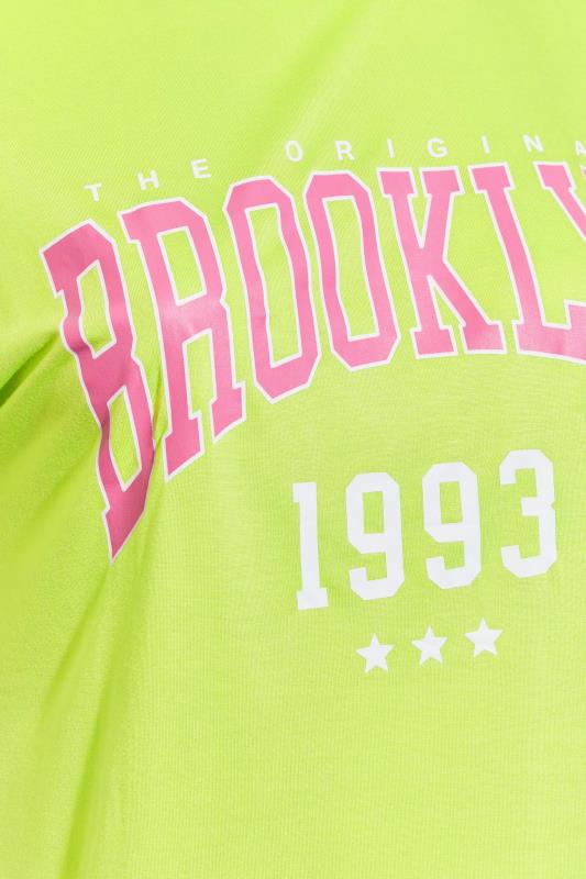 Curve Lime Green 'Brooklyn' Logo Printed T-Shirt 4