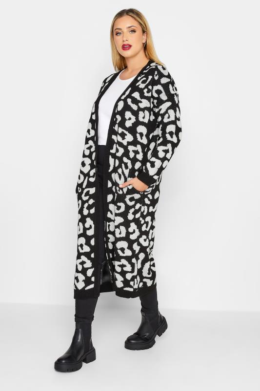 Plus Size Black Leopard Print Maxi Cardigan | Yours Clothing 2