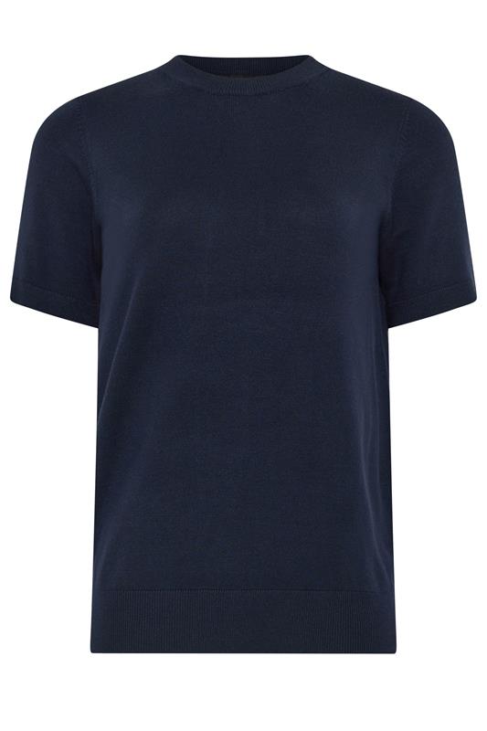 LTS Tall Women's Navy Blue Short Sleeve Knit Jumper | Long Tall Sally 5