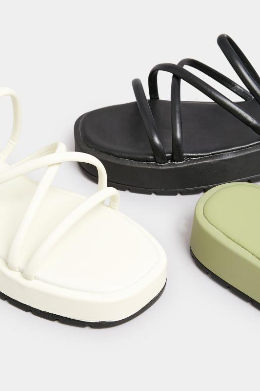 PixieGirl Cream Strappy Flatform Sandals In Standard Fit | PixieGirl 7