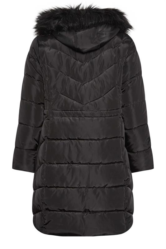 YOURS Plus Size Black Midi Puffer Coat | Yours Clothing 7