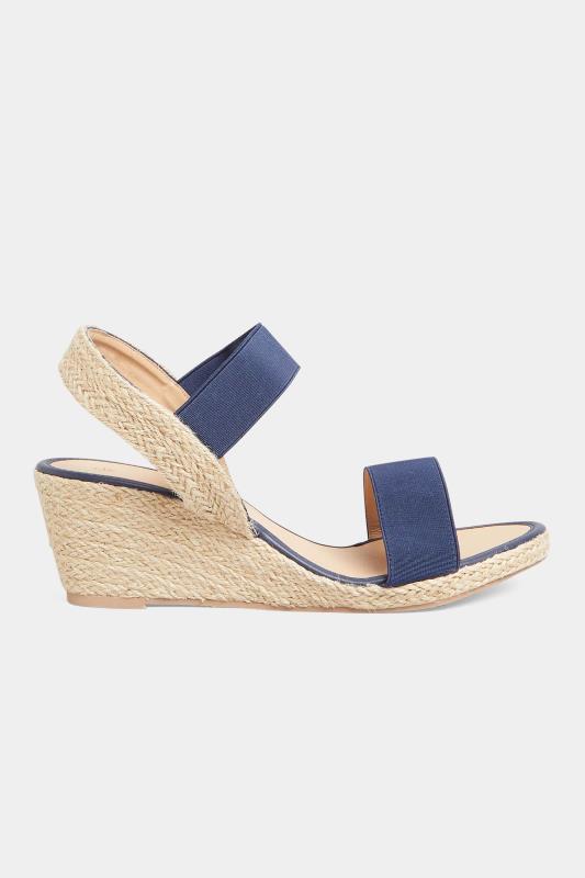 Navy Blue Espadrille Wedge Sandals In Extra Wide EEE Fit 3