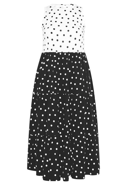 YOURS Plus Size Black & White Polka Dot Midi Dress | Yours Clothing 5