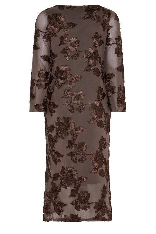 brown floral applique dress Yours London Women's Plus Size Chocolate Maxi Size 12 Gentle dry cleaning