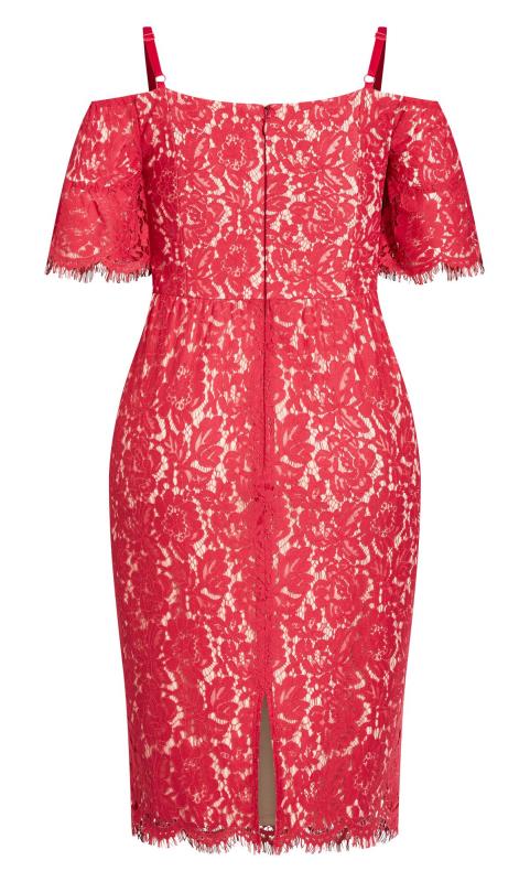 Evans Pink Floral Lace Cold Shoulder Midi Dress 6