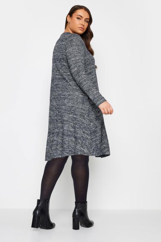 YOURS Plus Size Navy Blue Marl Soft Touch Pocket Dress | Yours Clothing 3