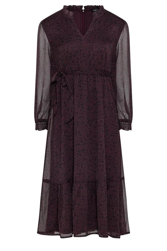 M&Co Petite Purple Ditsy Long Sleeve Midi Dress | M&Co  5