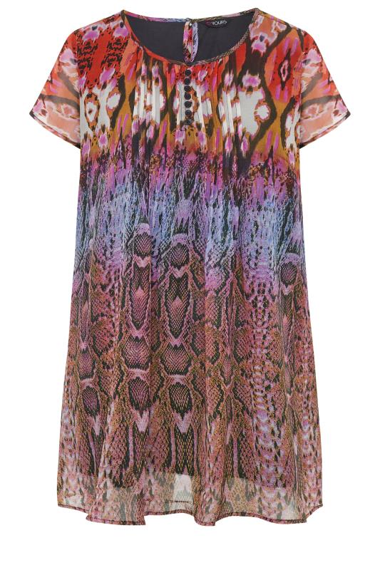 Multicoloured Tie Dye Animal Print Pleat Front Short Sleeve Top_f.jpg