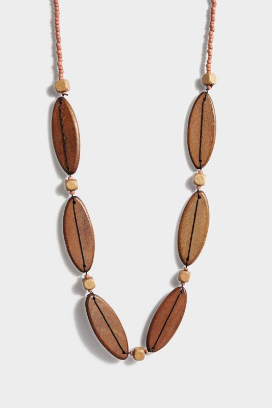 Plus Size  Brown Wooden Beaded Necklace