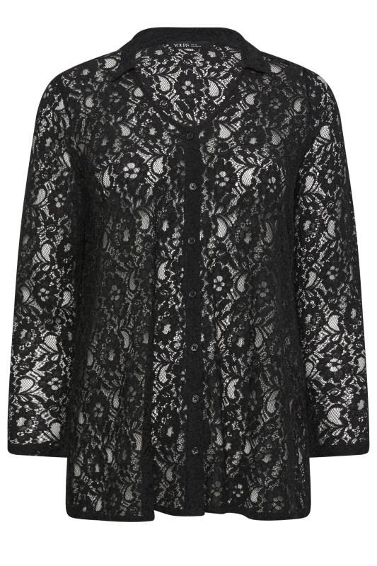 YOURS Plus Size Black Lace Shirt | Yours Clothing 5