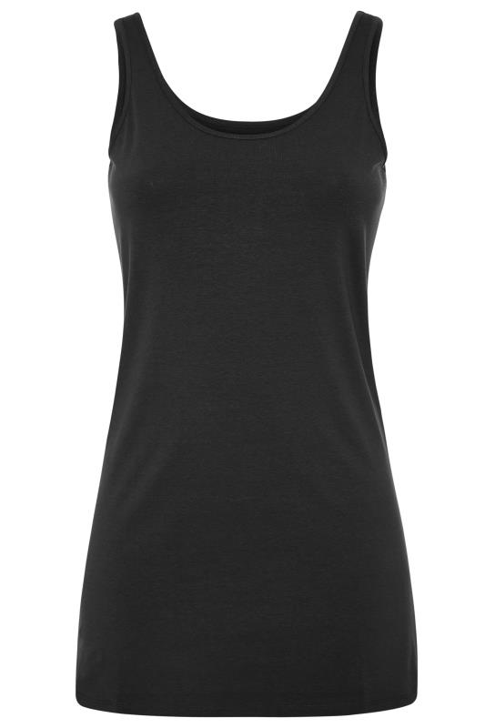 LTS MADE FOR GOOD Black Cotton Longline Vest Top | Long Tall Sally  4