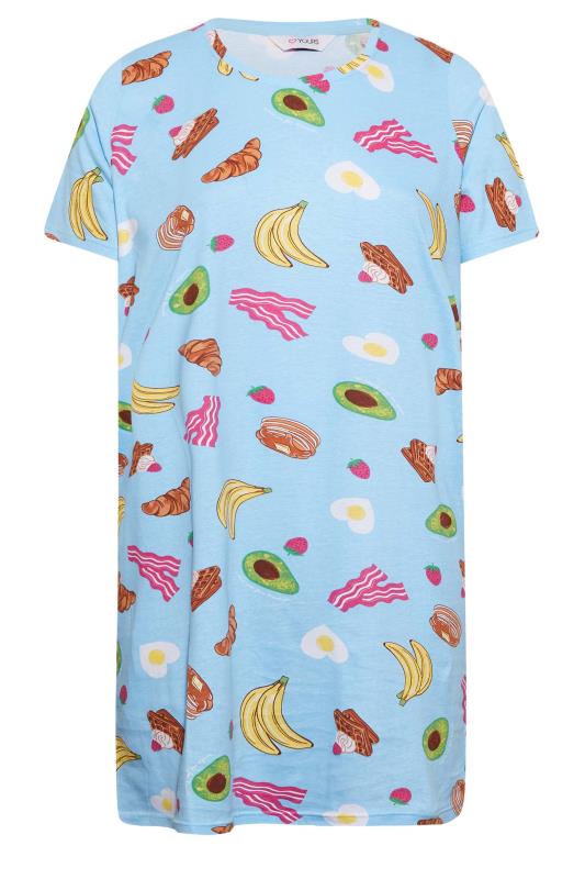 Plus Size Light Blue 'Wake Me For Brunch' Print Nightdress | Yours Clothing 5