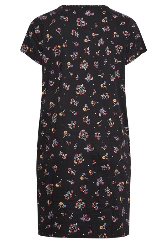 YOURS Curve Black Floral Print Nightdress | Yours Clothing 7