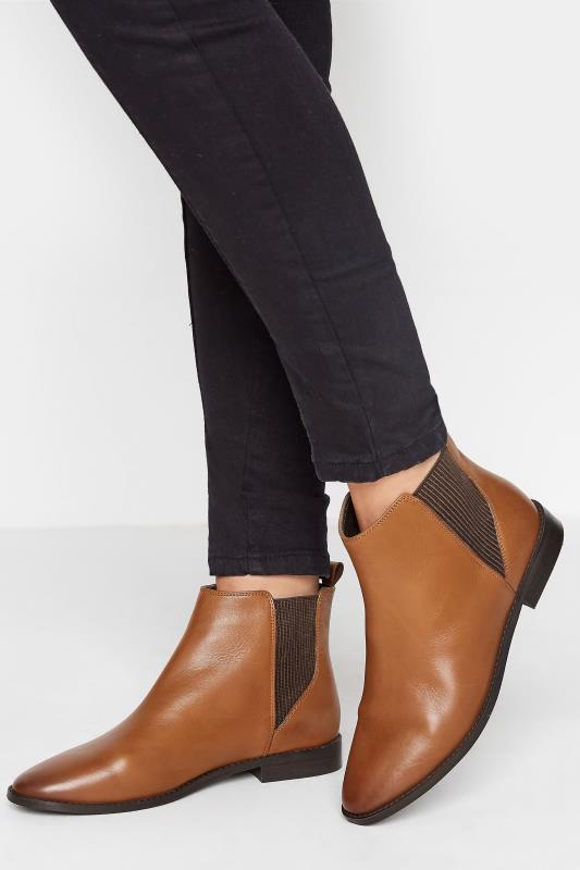 Tall  LTS Tall Brown Leather Chelsea Boots In Standard D Fit