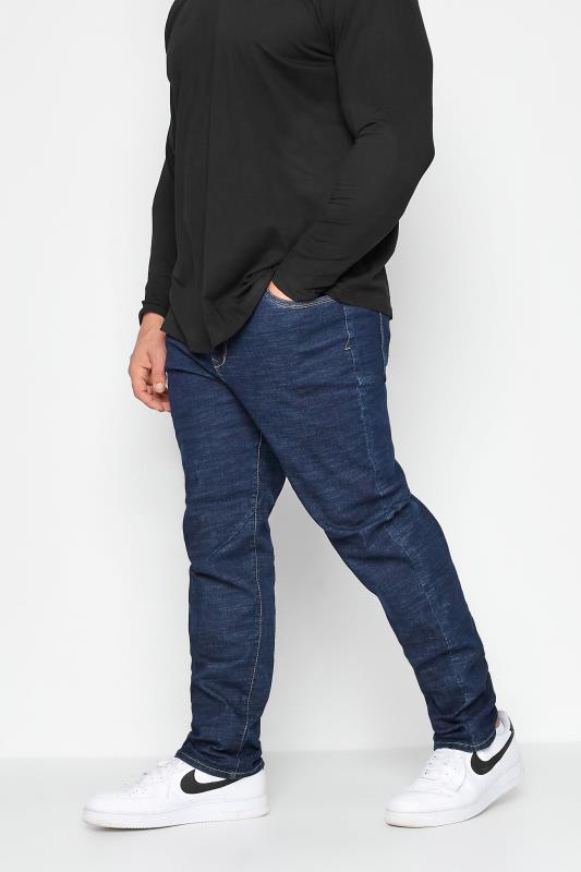 Großen Größen  KAM Big & Tall Indigo Blue Javier Straight Leg Jeans