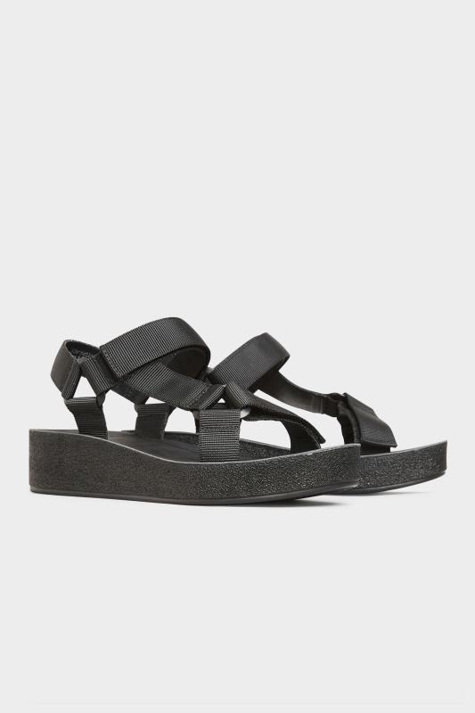 Plus Size  LIMITED COLLECTION Black Sporty Mid Platform Sandals In Extra Wide EEE Fit