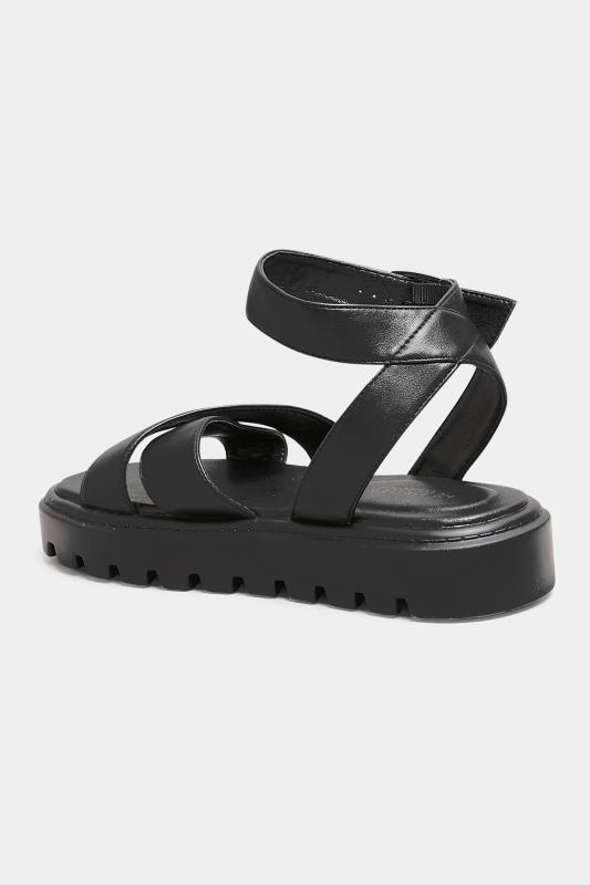 LIMITED COLLECTION Plus Size Black Crossover Strap Chunky Sandals In Extra Wide Fit | Yours Clothing 5